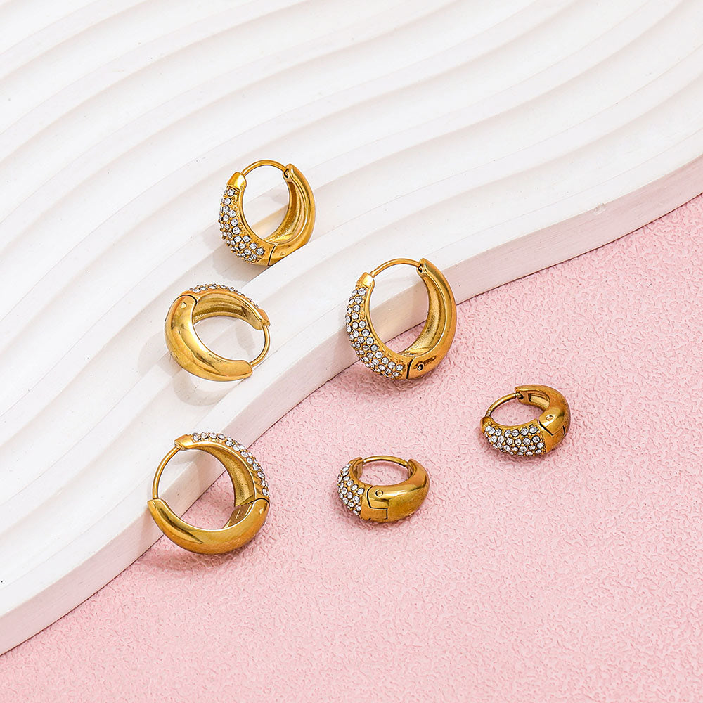 Luxe Pavé Gold Huggie Hoop Earrings