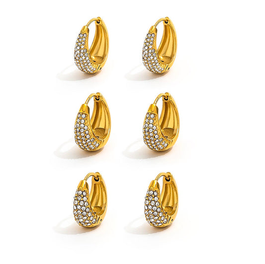 Luxe Pavé Gold Huggie Hoop Earrings