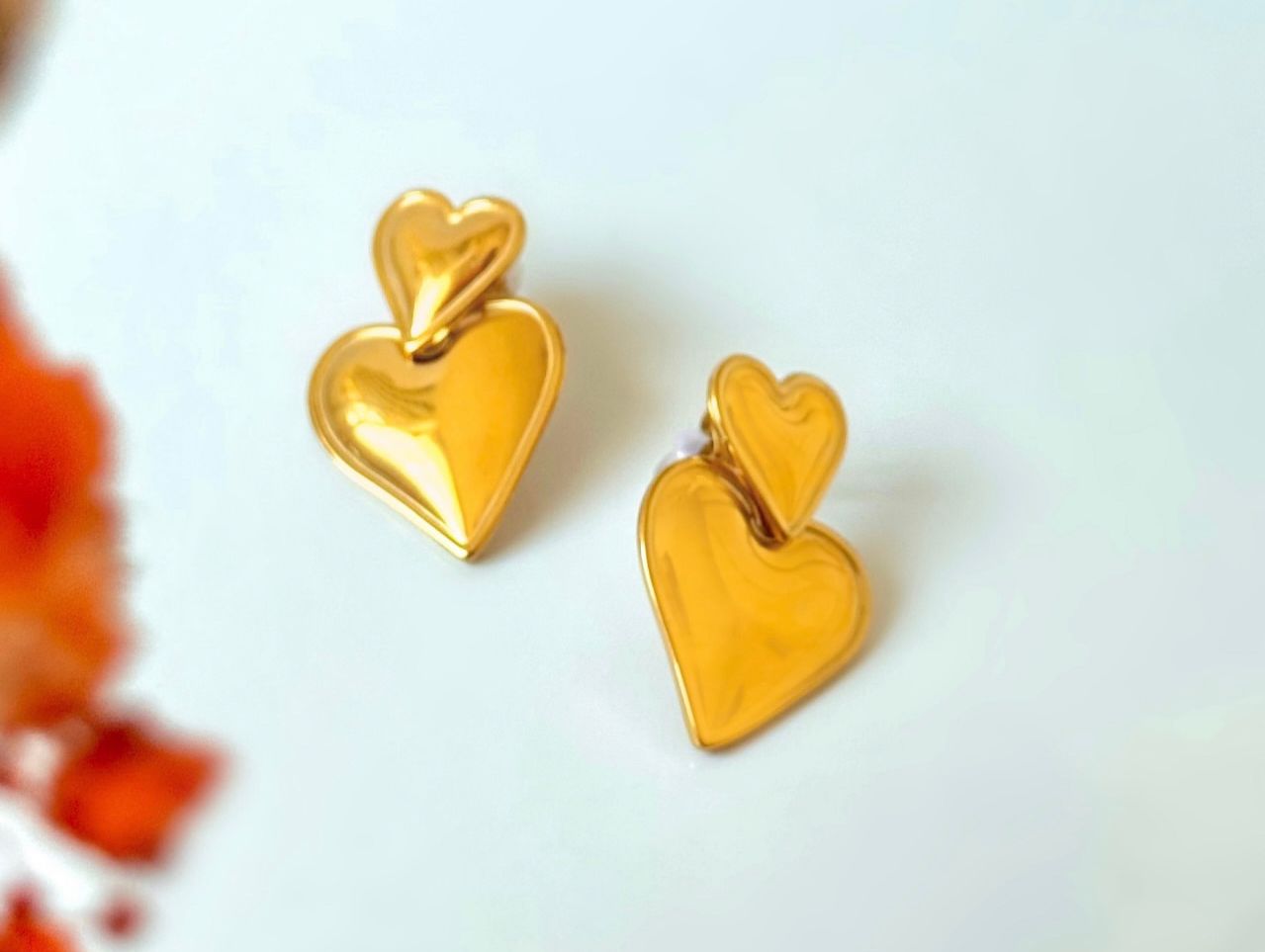 Double heart earring
