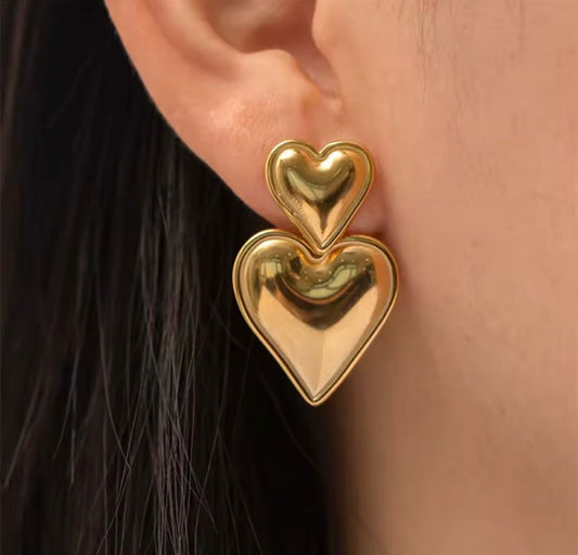 Double heart earring